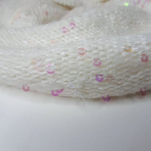 H&M Cream Knit Pink Sequined Beret - Picture 7 of 9